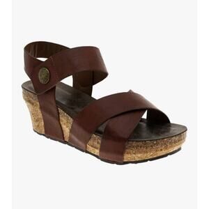 Pierre Dumas Chantal 4 Whiskey Brown Women's 6.5 Wedge Heeled Sandals New!